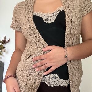 knit short sleeve cardigan